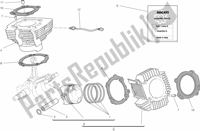 Toutes les pièces pour le Cylindre - Piston du Ducati Monster 795 EU Thailand 2013